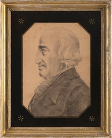 PROFILE BUST PORTRAIT OF A MAN 19th Century Graphite on paper, 22.5" x 17.5" sight. Framed 26.5" x