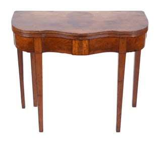 SHERATON MAHOGANY GAMES TABLE Late 18th/Early 19th Century Height 29.5". Width 35.5". Depth closed