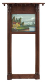 SHERATON EGLOMISE MIRROR Providence, Rhode Island, 19th Century Height 37". Width 20".