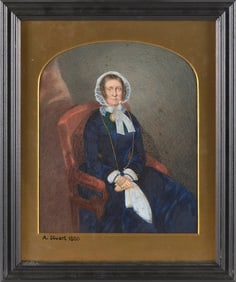 AMERICAN SCHOOL (Circa 1850,), Portrait of a seated woman., Watercolor, 9.25" x 7.5" sight. Framed