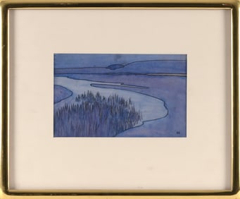 DAWSON DAWSON-WATSON (Missouri/Texas, 1864-1939), Marsh scene., Watercolor on paper, 5" x 8.25"