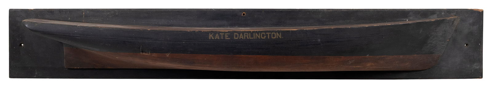 MOUNTED HALF HULL MODEL OF THE "KATE DARLINGTON" 19th Century Backboard 9" x 58.5". (1 of 2)