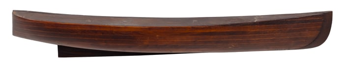 BUILDER'S HALF HULL MODEL WITH PROW AND SKEG 19th Century Height 5". Length 34".