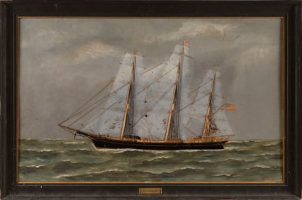 THOMAS (T.W.) WILLIS (New York/Denmark, 1850-1925), Portrait of the ship Dreadnaught., Framed 26.5"