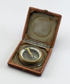 CASED MINING COMPASS Late 19th/Early 20th Century Case height 1.75". Width 5.75". Depth 5.75".