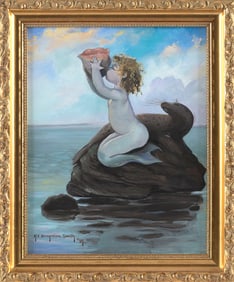 HEATHER BRAGINTON-SMITH (Massachusetts, 1960-1997), A mermaid child drinking from a conch shell