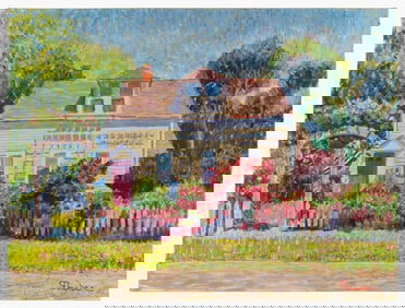 SAM (SAMIR) BARBER (Massachusetts/Italy, 1943-), "Centerville Garden"., Oil on canvas, 30" x 40".