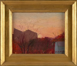 SAM (SAMIR) BARBER (Massachusetts/Italy, 1943-), Sunset., Oil on masonite, 8" x 10". Framed 12" x