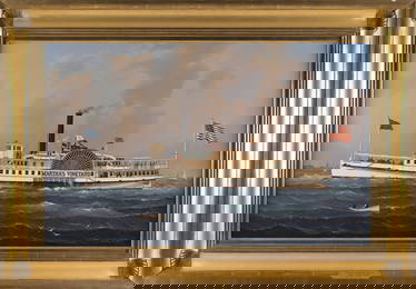 WILLIAM R. DAVIS (Massachusetts, 1952-), Steamboat Martha's Vineyard., Oil on canvas, 26" x 40".