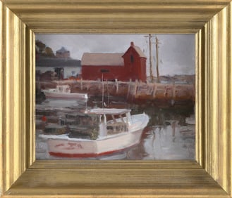 DAVID P. CURTIS (Massachusetts, 1950-2021), "Time and Tide"., Oil on canvas, 8" x 10". Framed 11.5"