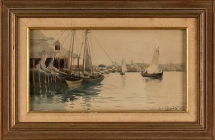 MELBOURNE HAVELOCK HARDWICK (Massachusetts/Canada, 1857-1916), Harbor scene., Watercolor on paper,