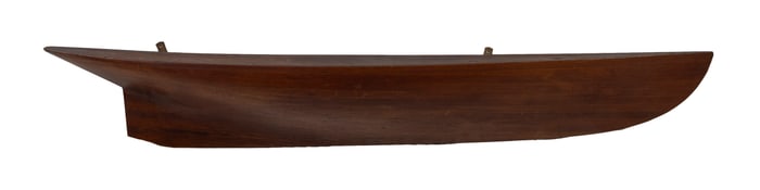BUILDER'S HALF HULL MODEL Late 19th/Early 20th Century Height 8". Length 41".