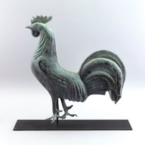 COPPER FULL-BODIED ROOSTER WEATHER VANE America, 20th Century Height 23". Length 24". Width 4".