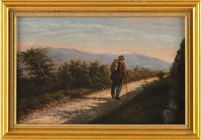 ATTRIBUTED TO FRANK HENRY SHAPLEIGH (New Hampshire, 1842-1906), "The Lone Traveler"., Oil on board,