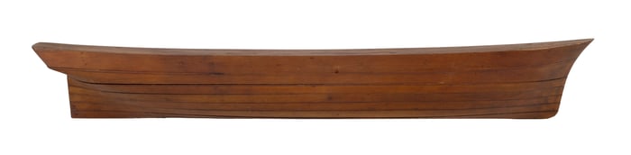 BUILDER'S HALF HULL MODEL Late 19th/Early 20th Century Height 7". Length 48.5".