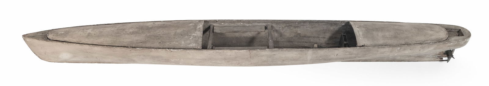 MODEL OF A HIGH-SPEED LAUNCH HULL America, 19th Century Height 5.25". Length 54". (1 of 3)