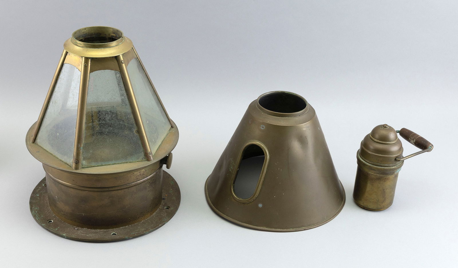 JOHN E. HAND AND SONS BRASS SKYLIGHT BINNACLE America, Late 19th Century Height 15.5". (1 of 3)