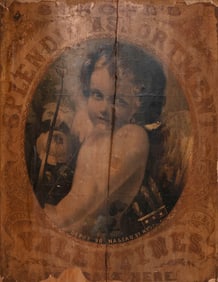 "STRONG'S SPLENDID ASSORTMENT VALENTINES" TRADE SIGN 19th Century Height 29.5". Width 22.5".