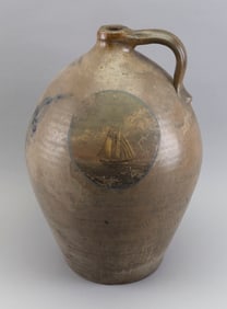 FOUR-GALLON OVOID STONEWARE JUG BY B.G. CHACE, SOMERSET, MASSACHUSETTS Last Half of the 19th Century