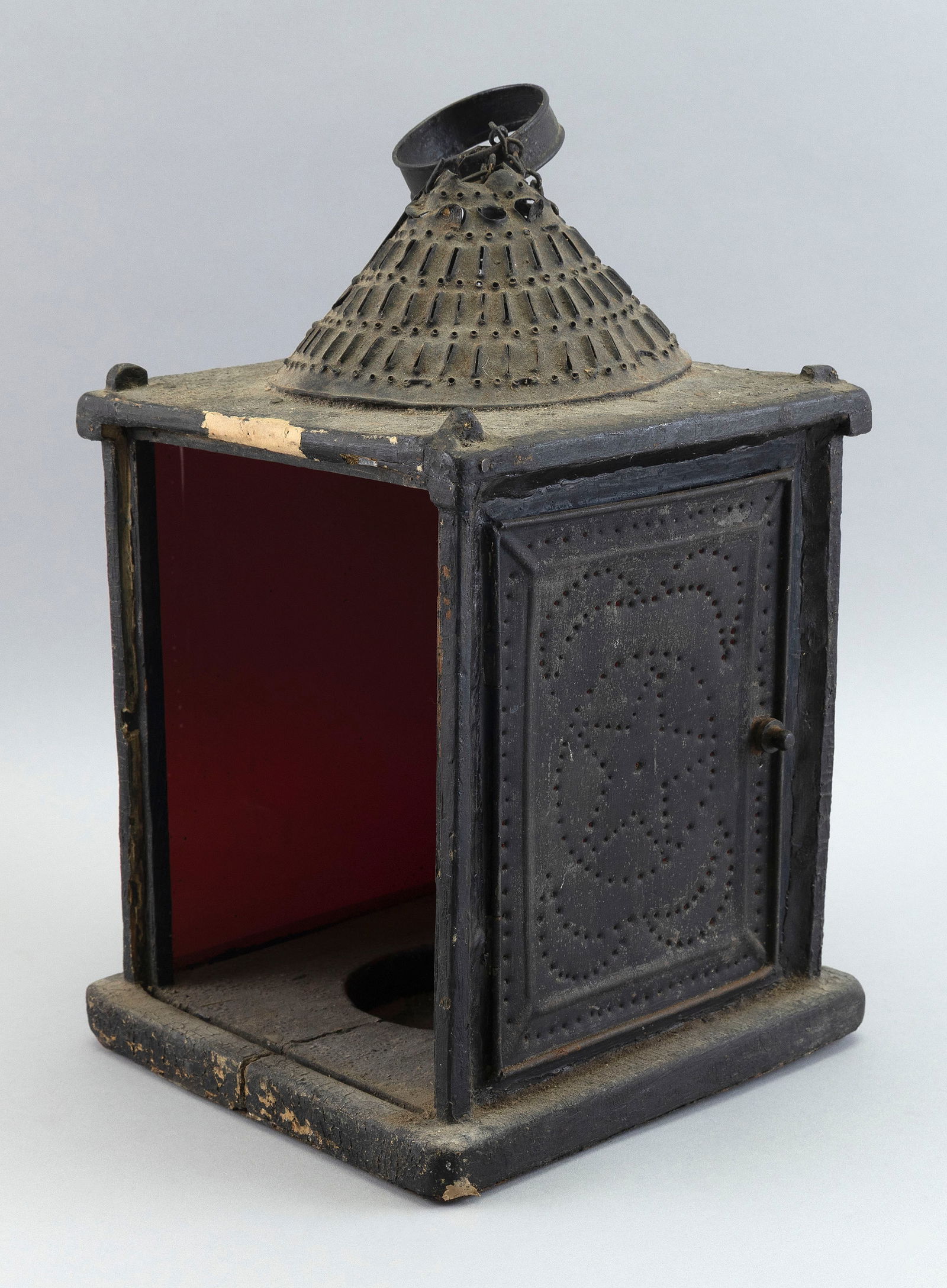 PIERCED TIN LANTERN Late 19th Century Height 15.5". (1 of 2)