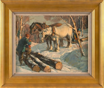LEO B. BLAKE (Illinois/Massachusetts, 1887-1976), "Logging up in the Berkshires"., Oil on canvas