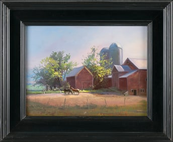 H. WINSLOW (America, 20th Century), "Toward Waterbury"., Oil on panel, 12" x 16". Framed 18" x 22".