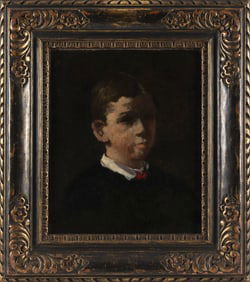ATTRIBUTED TO FRANK DUVENECK (Ohio/Germany/Italy, 1848-1919), Portrait of a boy., Oil on canvas, 20"