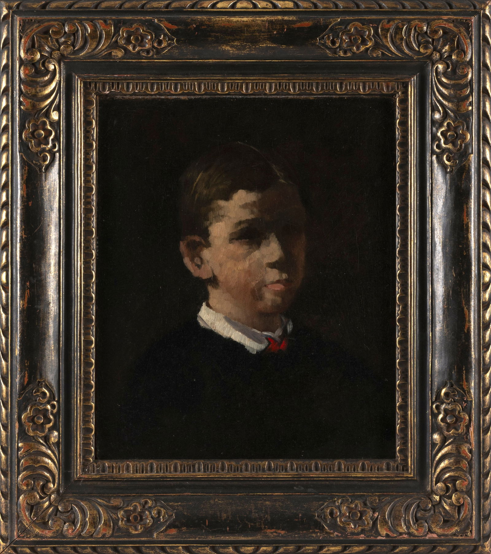 ATTRIBUTED TO FRANK DUVENECK (Ohio/Germany/Italy, 1848-1919), Portrait of a boy., Oil on canvas, 20" (1 of 2)