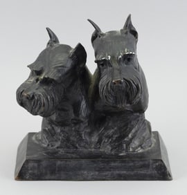 AMERICAN SCHOOL (20th Century,), Two Scottie dogs., Bronze, height 7".