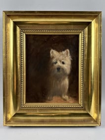AMERICAN SCHOOL (20th Century,), Portrait of a West Highland Terrier., Oil on canvas, 10" x 8".