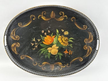 TOLE TRAY Early 20th Century Height 1.25". Length 21.25". Width 16.25".