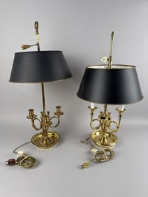 TWO SIMILAR BRASS BOUILLOTTE LAMPS 20th Century Heights 25" and 26".