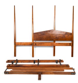 QUEEN-SIZE TIGER MAPLE PENCIL-POST BED Contemporary