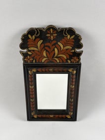 ELDRED WHEELER STENCIL-DECORATED MIRROR Massachusetts, 20th Century Height 13.5". Width 7.5".