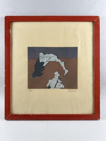 JAVIER PAMPLONA (Spain, 1948-), Figures and shadows., Lithograph on paper, 20.5" x 18.75". Framed