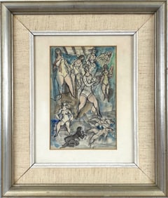 AURELIO JAMES YAMMERINO (New York, 1912-2000), "Figure Composition"., Watercolor and ink on paper,