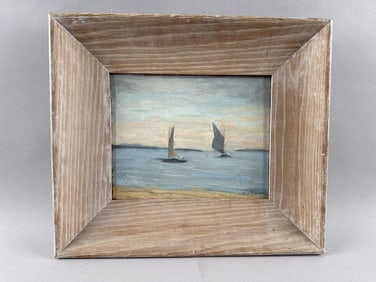 AMERICAN SCHOOL (20th Century,), Sailboats., Oil on board, 8" x 10". Framed 13" x 15".