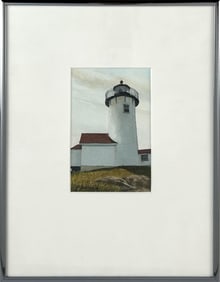 GREGORY DUNHAM (Massachusetts/Maine, 1946-), A lighthouse., Watercolor, 6" x 4" sight. Framed 12" x