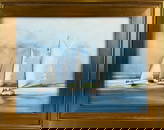 YASEMIN KYRENA TOMAKAN (Connecticut/Massachusetts/Turkey, 1958-), "Fun Off the Coast"., Oil on