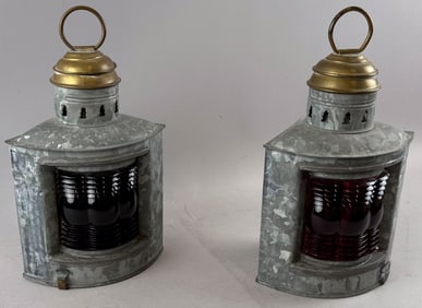 PAIR OF PORT LANTERNS Mid-20th Century Heights 12".