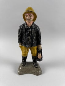 GRENIER NOVELTY CO. "THE PATROL" CAST IRON DOORSTOP Late 19th Century Height 9".