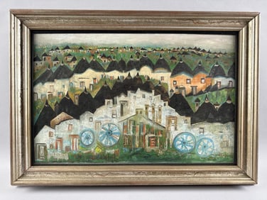 GIUSEPPE DI LIETO (Italy, 1926-2004), "Positano"., Oil on board, 15" x 23.25". Framed 20.5" x 29".