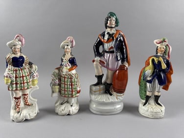 FOUR STAFFORDSHIRE FIGURES England, 19th Century Heights to 11.5".