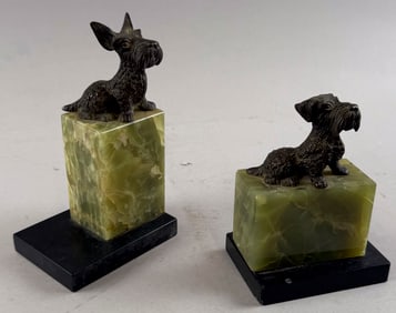 PAIR OF ART DECO SCOTTIE DOG BOOKENDS Germany, Early 20th Century Heights 4" and 6".