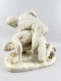 ATTRIBUTED TO AMILCARE SANTINI (Italy, 1910-1975), The wrestlers., Height 15". Length 18".