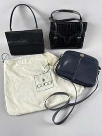 THREE VINTAGE GUCCI PURSES Italy, 20th Century Lengths from 8" to 9".