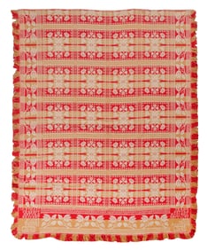 LEHIGH COUNTY JACQUARD COVERLET Dated 1841 72" x 96".
