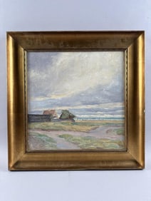 SEASCAPE 20th Century Oil on canvas, 15" x 15". Framed 19.5" x 19.5".