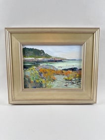 ROCKY COASTAL SCENE Late 20th Century Oil on board, 9" x 12". Framed 15" x 18".