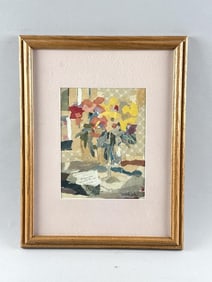 ROSALIE ZETOFF (Connecticut, 1941-2021), Still life of flowers., Collage, 9.25" x 7". Framed 18" x